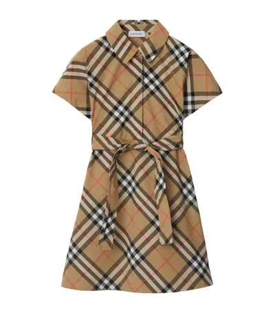 Burberry Kids Cotton Check Shirt Dress (3-14 Years) In Sand