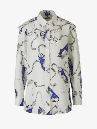 Burberry Sequined Printed Silk Shirt In Knight Hardware Motif