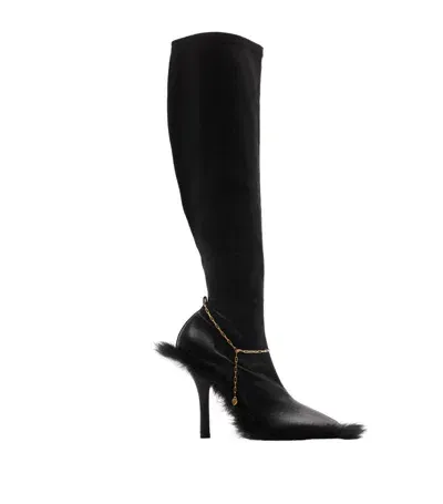 Burberry Lambskin Slinky Knee-high Boots 105 In Black