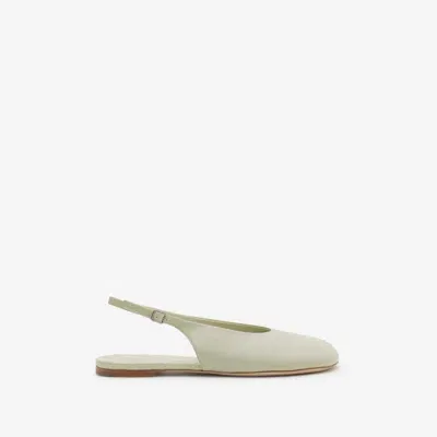 Burberry Leather Baby Slingback Ballerinas In Plaster