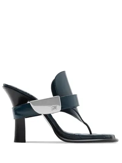 Burberry Leather Bay Sandals In Blue