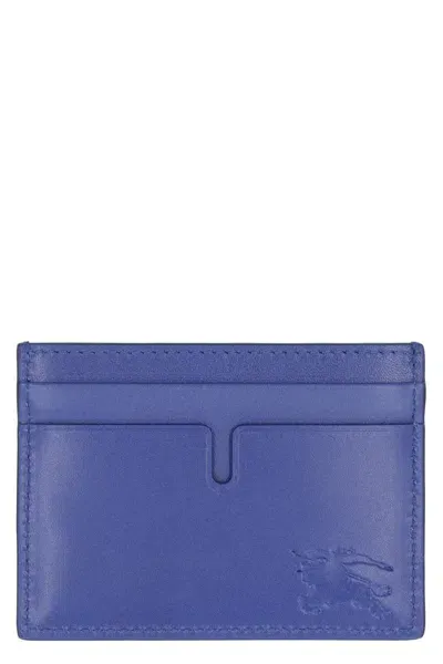 Burberry Leather Card Holder In Blue