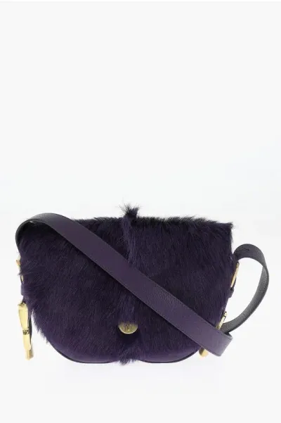 Burberry Leather Chess Satchel Bag With Pony-fur Detail