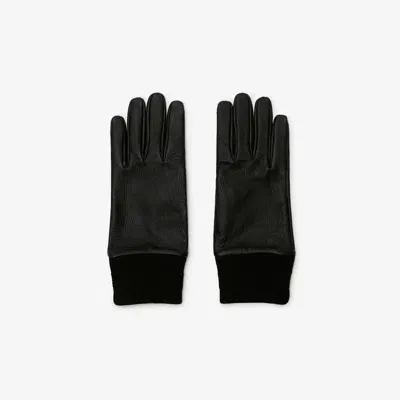 Burberry Leather Gloves In Black