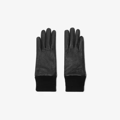 Burberry Leather Gloves In Black