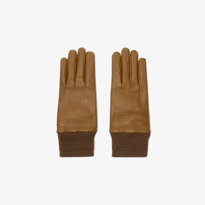 Burberry Leather Gloves In Hazel