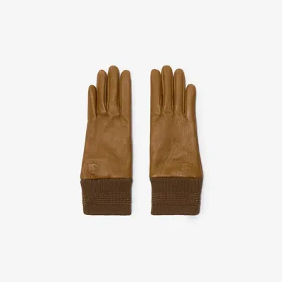 Burberry Leather Gloves In Hazel