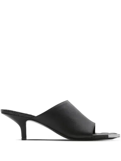 Burberry Leather Mules In Black