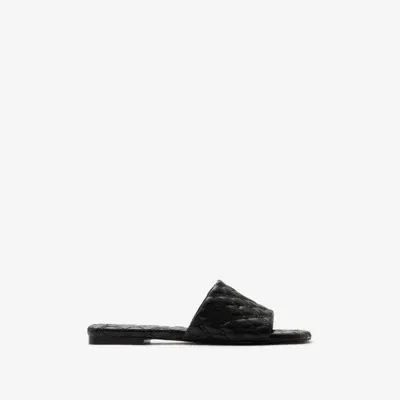 Burberry Leather Quilt Slides In Black