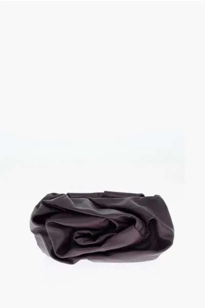 Burberry Leather Rose Clutch With Pleated Detail