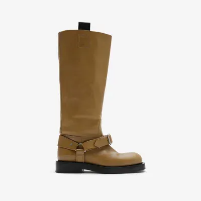 Burberry Leather Saddle High Boots In Shrew