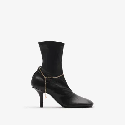 Burberry Leather Slinky Legging Low Boots In Black