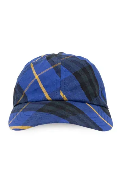 Burberry Linen Cap With A Visor In Blue