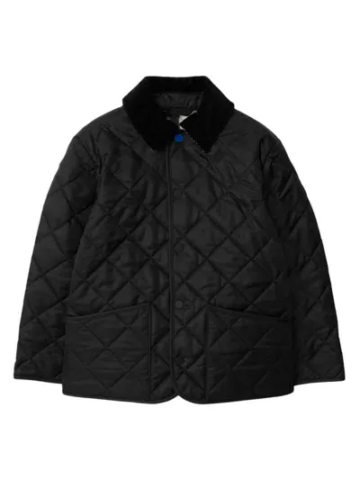 Burberry Kids' Little Boy's & Boy's Corduroy-trimmed Quilted Jacket In Black