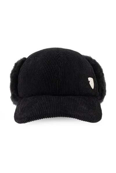 Burberry Logo Detailed Corduroy Cap In Black