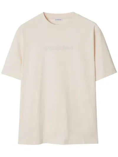 Burberry Logo Cotton T-shirt In Cream