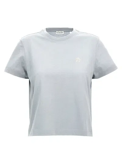 Burberry Logo Embroidery T-shirt In Light Blue