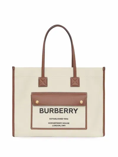 Burberry Luxurious Nattan Tote Handbag For Women In Tan