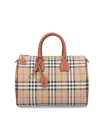 Burberry 'bowling Check' Midi Bag In Brown