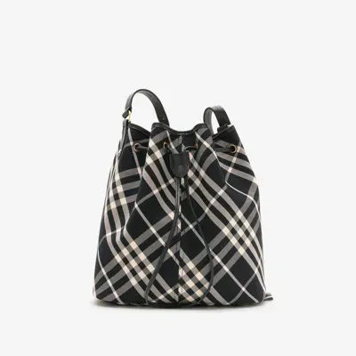 Burberry Medium Check Bucket Bag In Black/calico