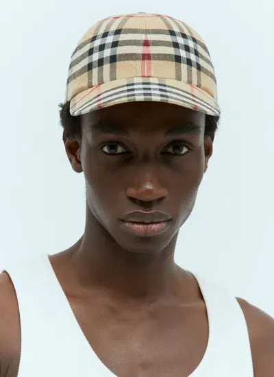 Burberry Archive Check Baseball Cap In Cream