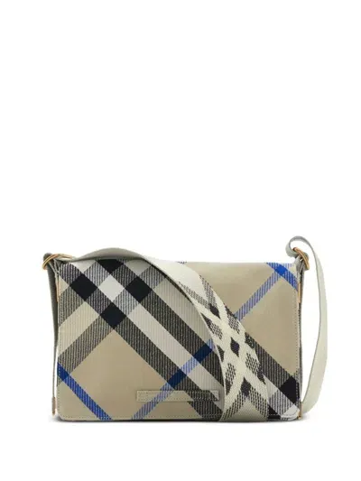 Burberry Trench Checked Crossbody Bag In Cream