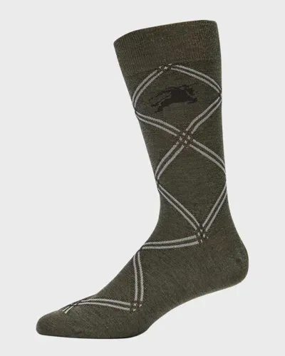 Burberry Men's Jacquard Ekd Check Crew Socks In Lock