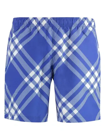 Burberry Men's Printed Swim Shorts In Blue