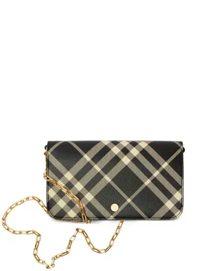 Burberry Mini Check-print Crossbody Bag In Black