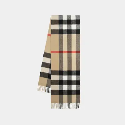 Burberry Mu Half Mega Check Scarf -  - Cashmere - Archive Beige