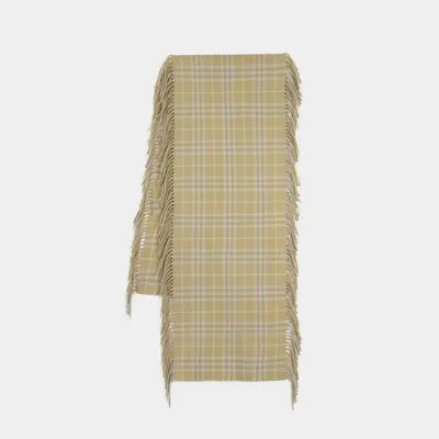 Burberry Checked Frayed In Beige