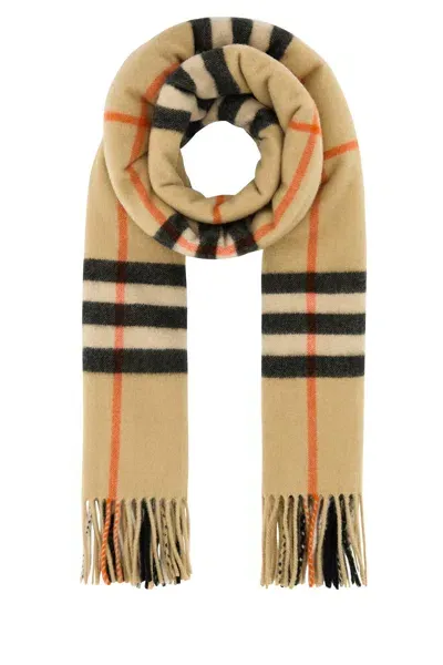 Burberry Embroidered Cashmere Scarf In Sand