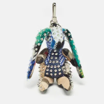 Pre-owned Burberry Multicolor Cashmere Studded Vera Hare Bag Charm