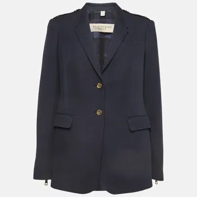 Pre-owned Burberry Navy Blue Cotton Twill Single Breasted Blazer M