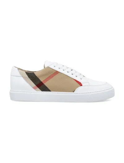 Burberry Lf New Salmond Leather Sneakers In White