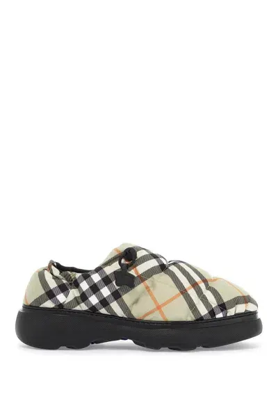 Burberry Nylon Check Mules Pillow For In Multicolor