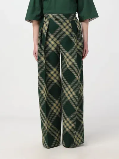 Burberry Check Knit Wide Pants In Green