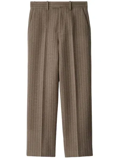 Burberry Pinstripe Tailored Trousers In Mink