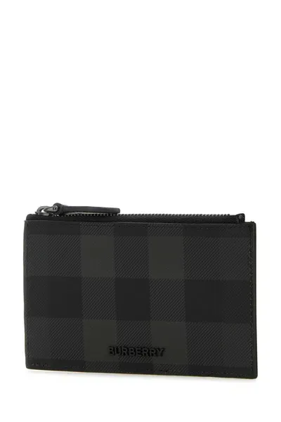 Burberry Printed Canvas Card Holder In Charcoal