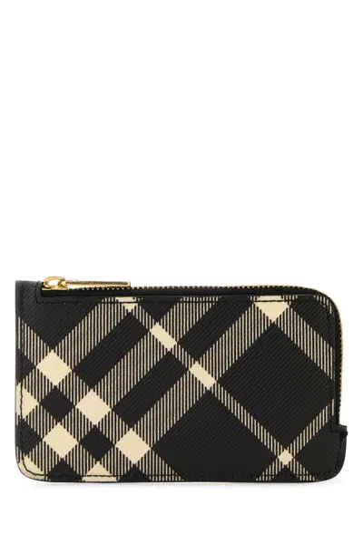 Burberry Printed Canvas Check Card Holder In Blackcalico