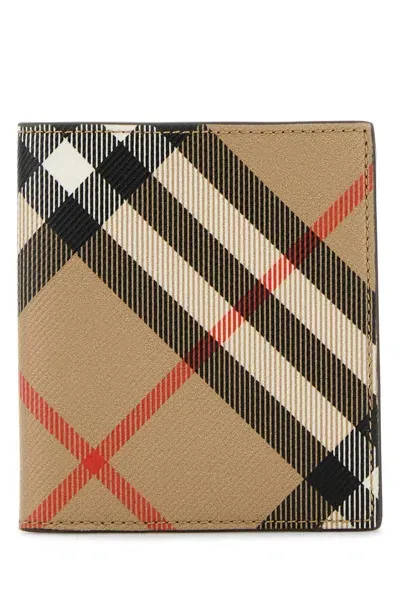 Burberry Printed E-canvas Wallet In Beige