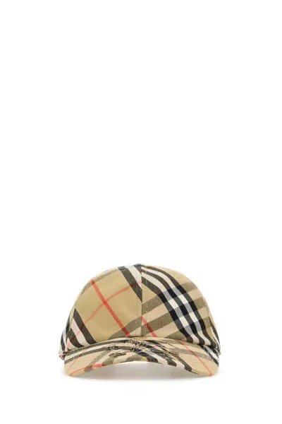 Burberry Printed Polyester Blend Baseball Cap In Beige