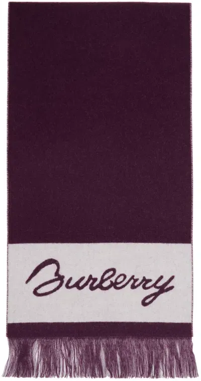 Burberry Ekd Logo Wool Scarf In Purple