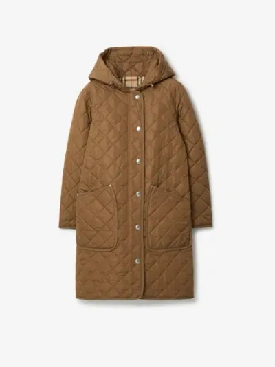 Burberry Quilted Nylon Coat In Dusty Caramel