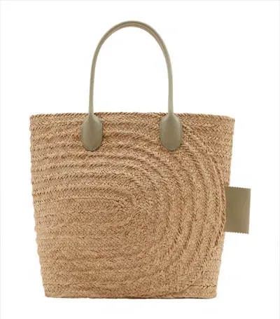 Burberry Woven-raffia Tote Bag In Neutrals