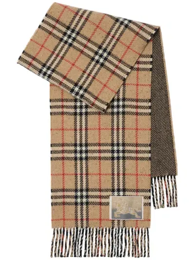 Burberry Reversible Checked Cashmere Scarf In Neutrals