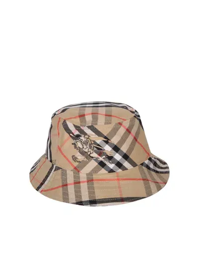 Burberry Sand Check Bucket Hat In Brown