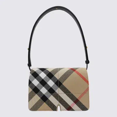 Burberry Sand Leather Shoulder Bag In Sand Ip Check