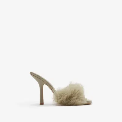 Burberry Shearling B Minnie Mules In Field