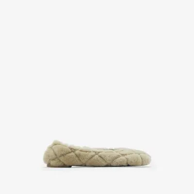 Burberry Shearling Baby Ballerinas In Hunter